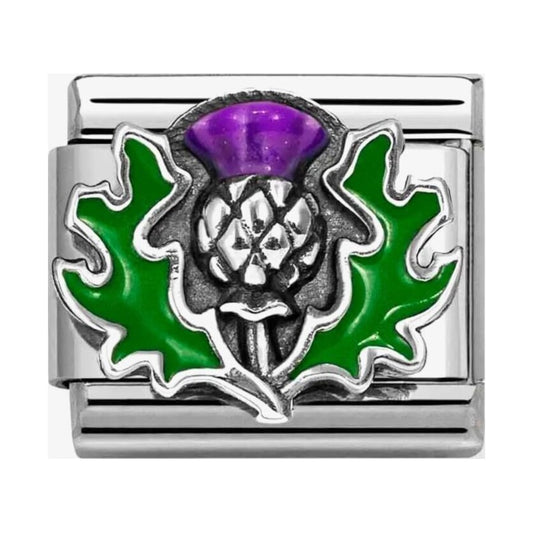 Composable Classic Link Silver, Purple & Green Thistle Charm