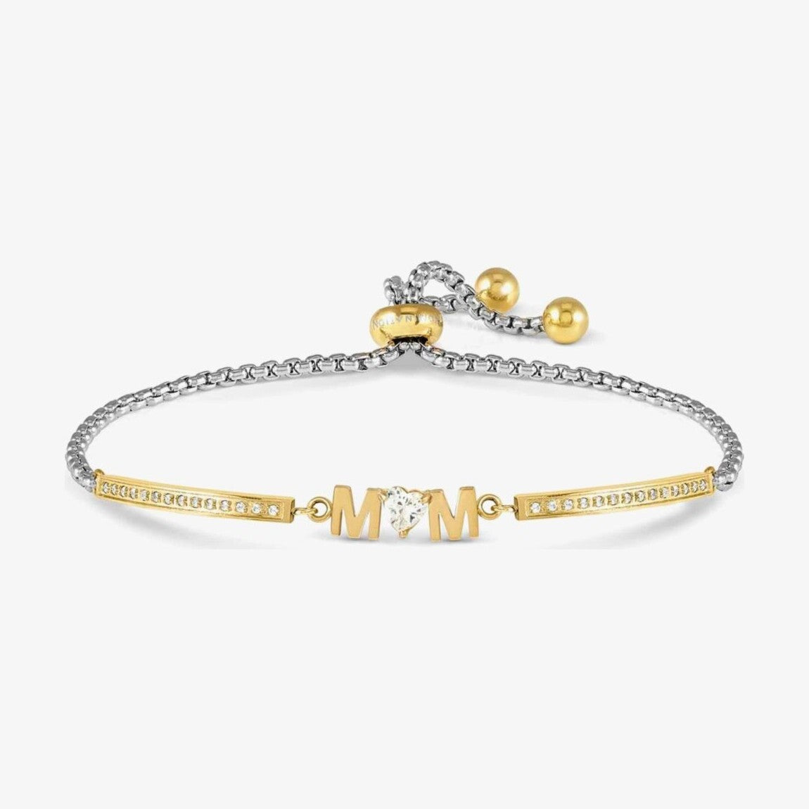 Milleluci Silver Gold Tone Cubic Zirconia Mum Bracelet