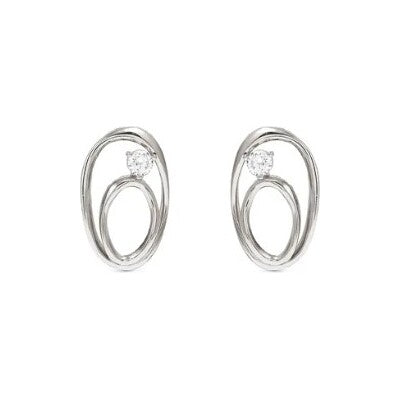 My Rebel Art earrings, Oval with white stone