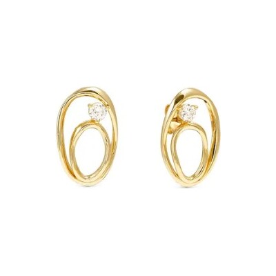 My Rebel Art earrings, Oval with white stone