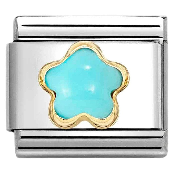 Classic Gold Turquoise Flower Stone Charm