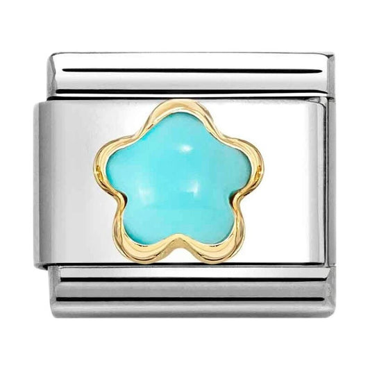 Classic Gold Turquoise Flower Stone Charm
