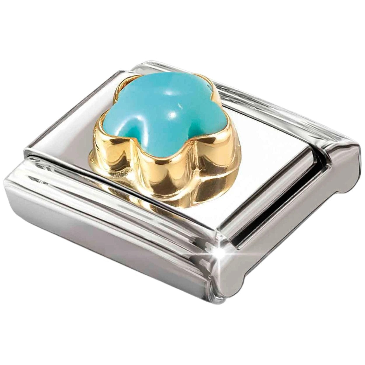 Classic Gold Turquoise Flower Stone Charm