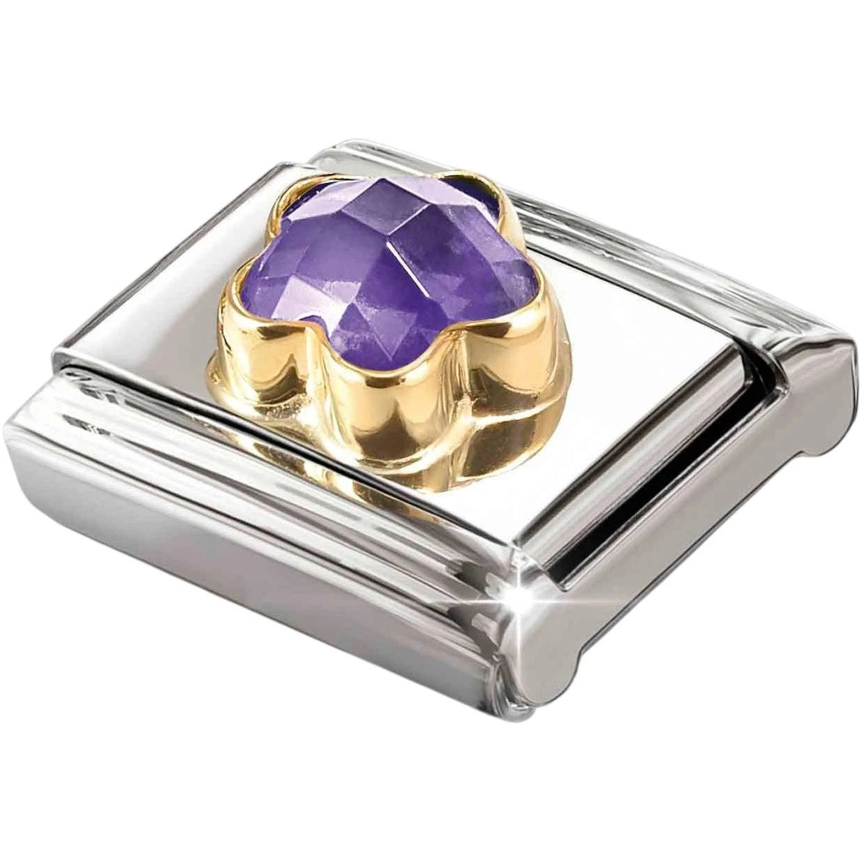 Classic Gold Purple CZ Faceted Flower Charm