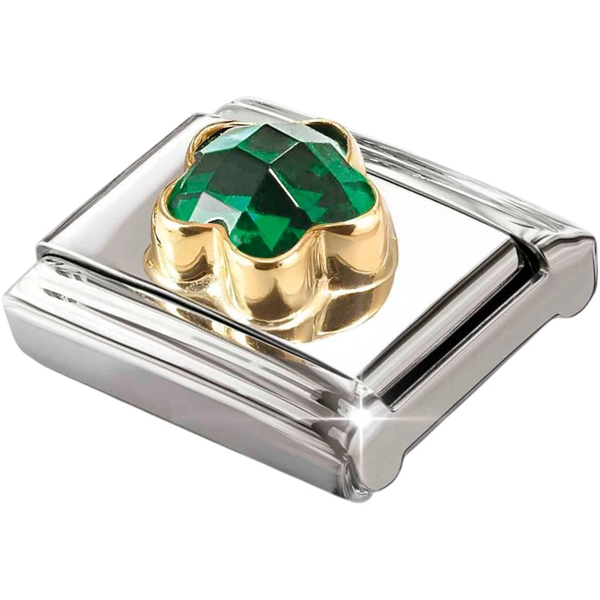 Classic Gold Green CZ Faceted Flower Charm