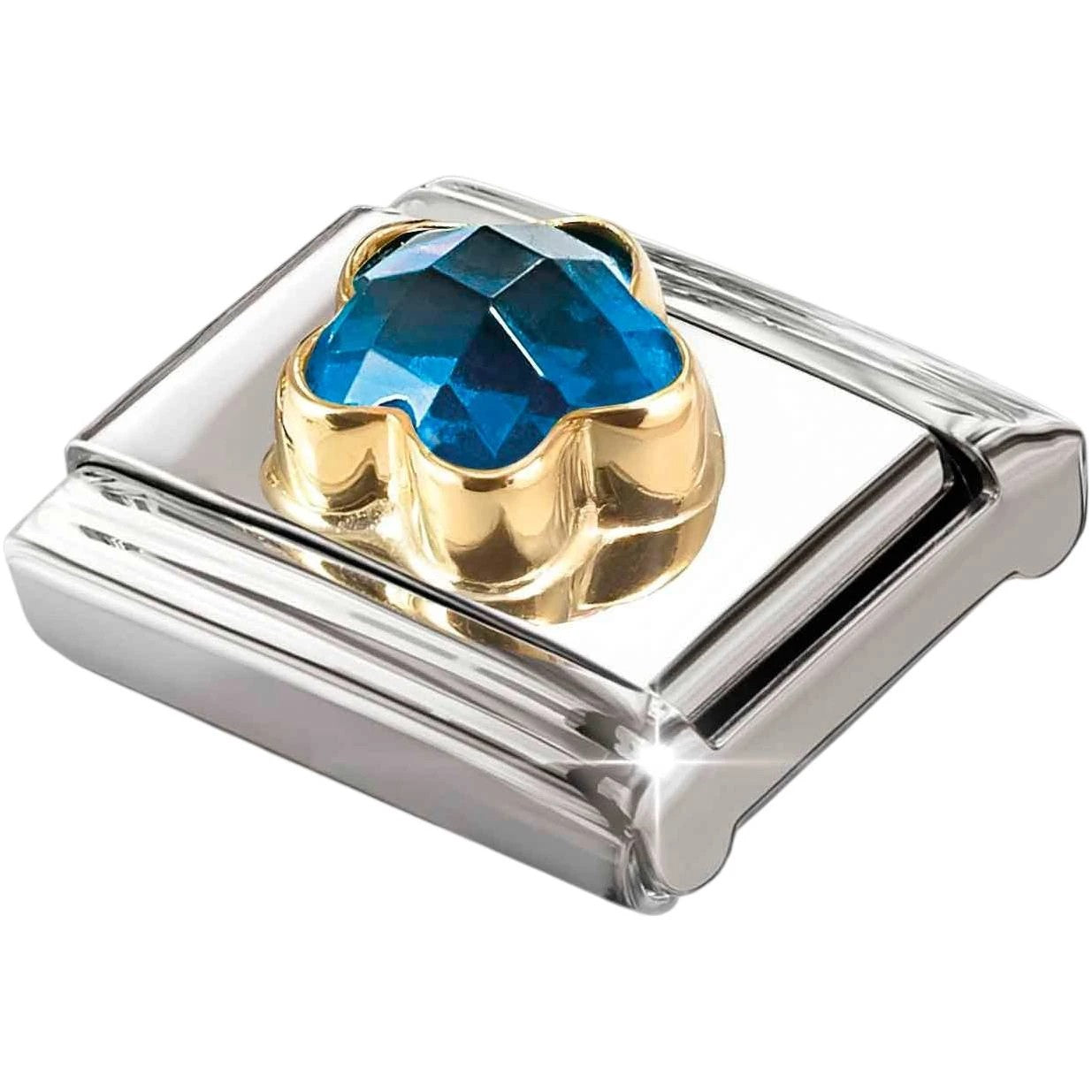 Classic Gold Blue CZ Faceted Flower Charm