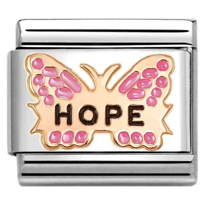 Classic Rose Gold 'Hope' Fuchsia Butterfly Charm