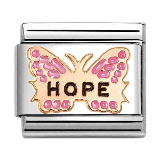 Classic Rose Gold 'Hope' Fuchsia Butterfly Charm