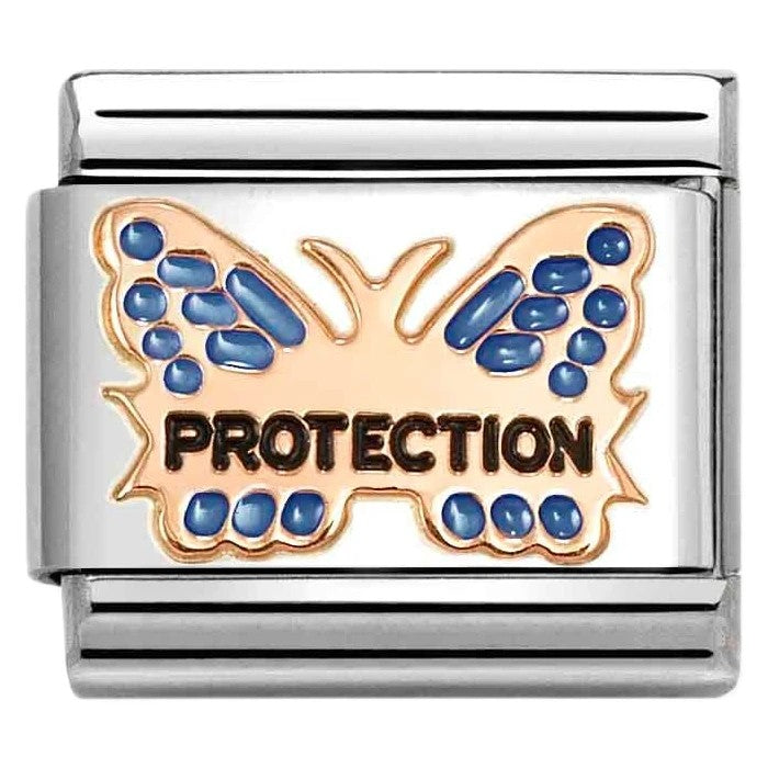 Classic Rose Gold 'Protection' Blue Butterfly Charm