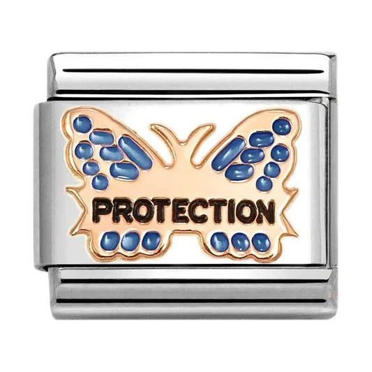 Classic Rose Gold 'Protection' Blue Butterfly Charm