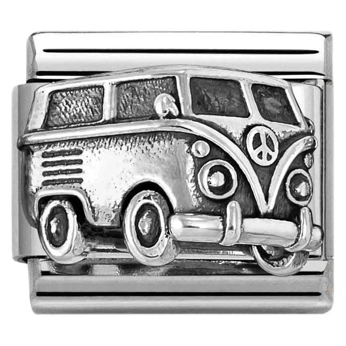 Classic Silver Camper Van Charm