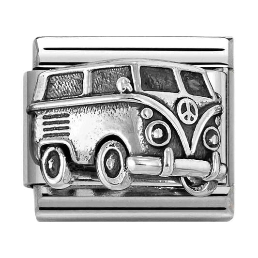 Classic Silver Camper Van Charm