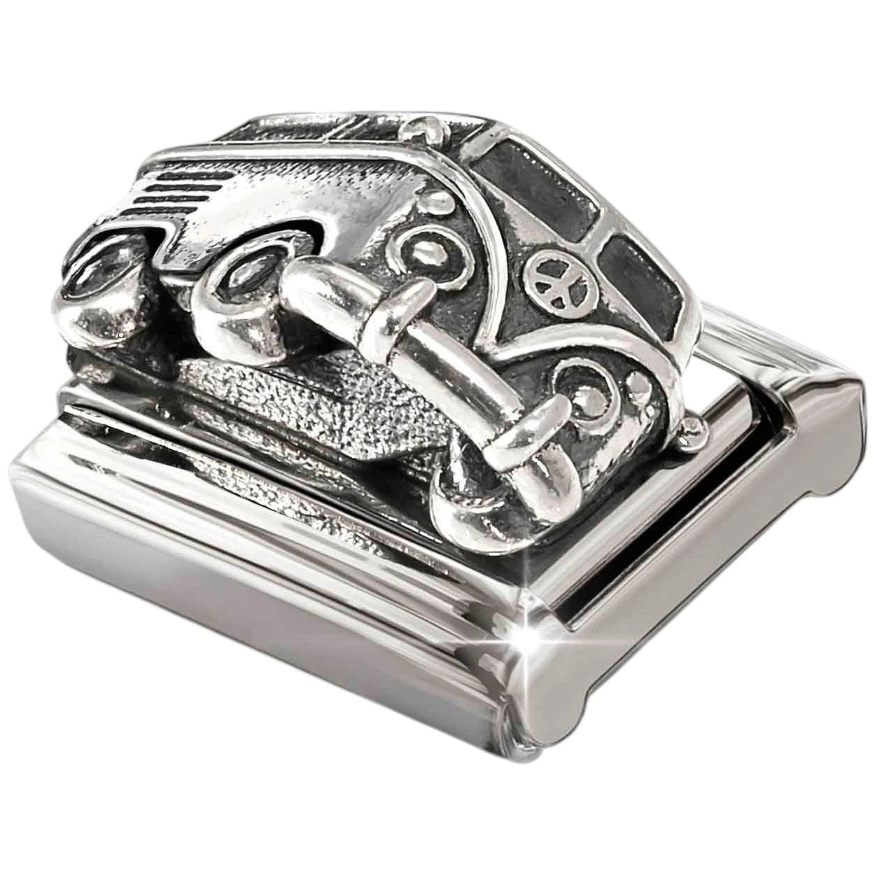 Classic Silver Camper Van Charm