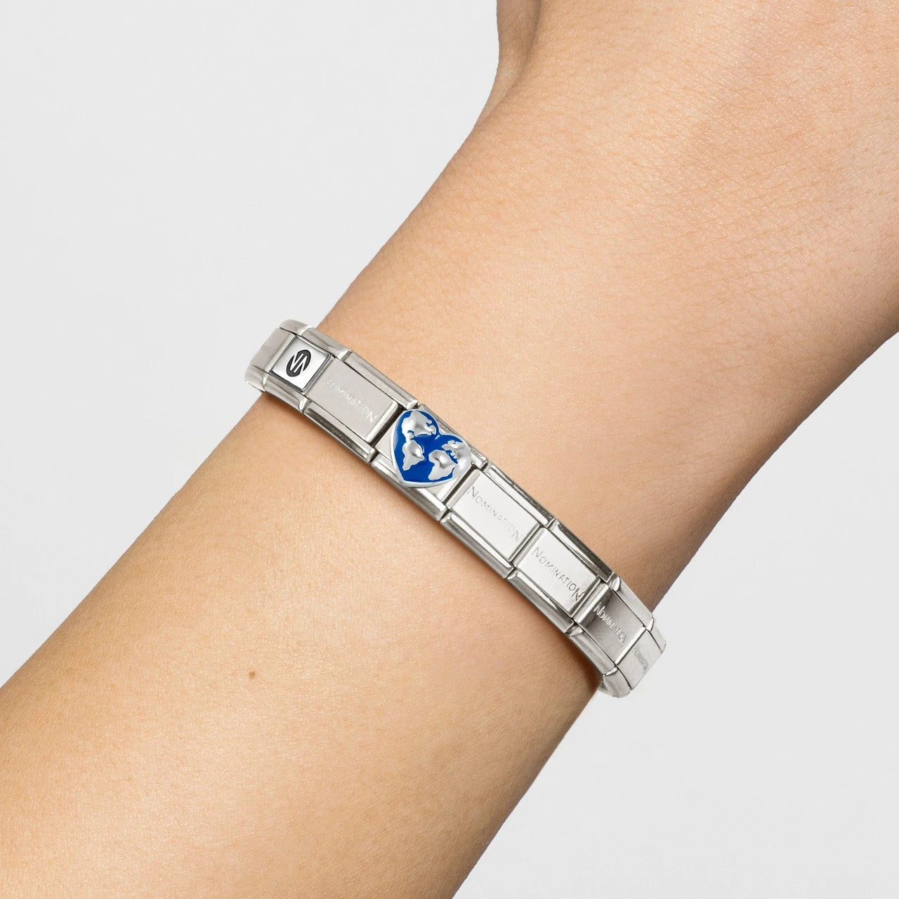 Classic Silver World Map Heart Charm
