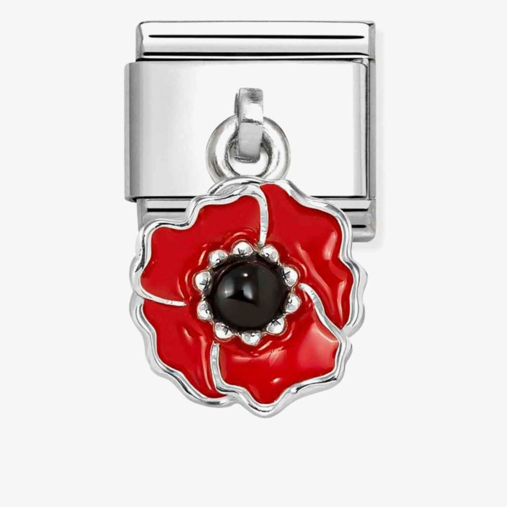 Classic Red Poppy Drop Charm