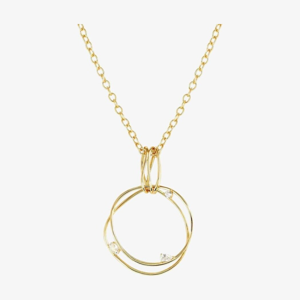 My Rebel Art Gold Plated & Cubic Zirconia Double Circle Necklace
