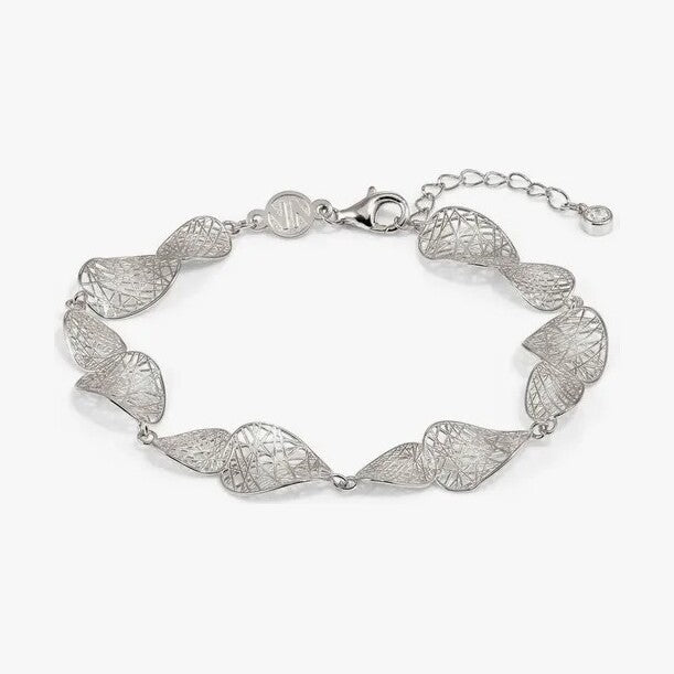 Leaf of Light Silver Filigree Oval Link Bracelet