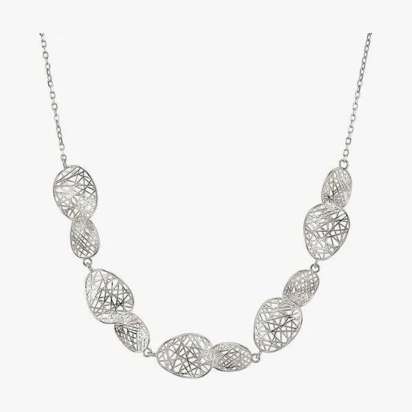 Leaf of Light Silver Filigree Oval Link Necklace