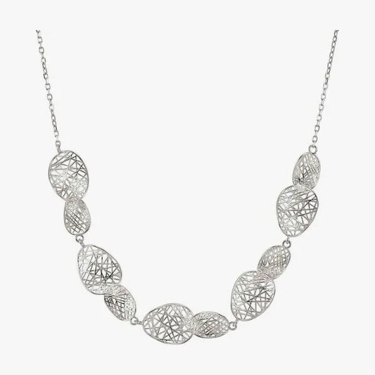 Leaf of Light Silver Filigree Oval Link Necklace