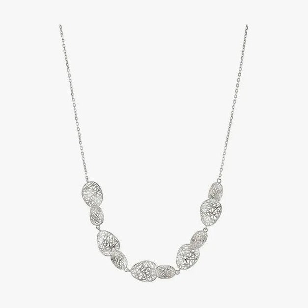 Leaf of Light Silver Filigree Oval Link Necklace