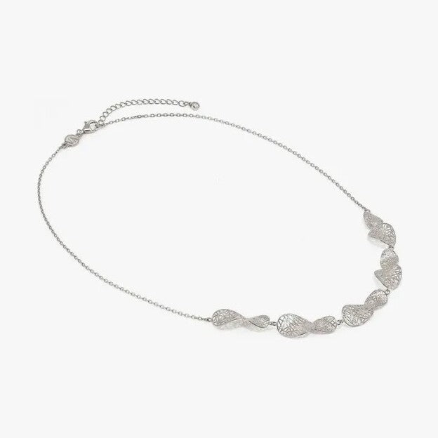 Leaf of Light Silver Filigree Oval Link Necklace