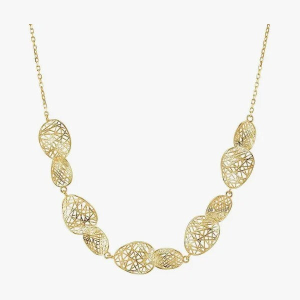 Leaf of Light Gold Plated Filigree Oval Link Necklace