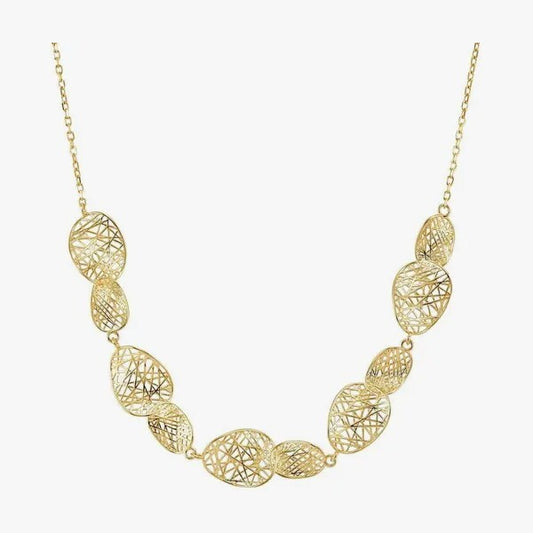 Leaf of Light Gold Plated Filigree Oval Link Necklace