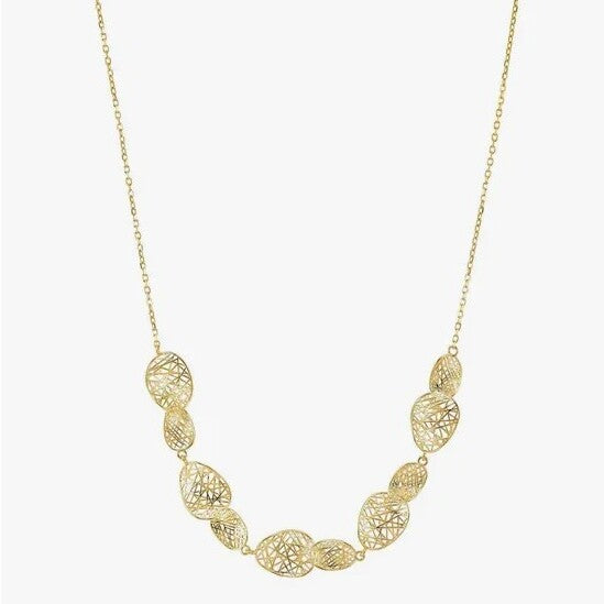 Leaf of Light Gold Plated Filigree Oval Link Necklace