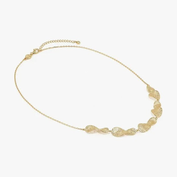 Leaf of Light Gold Plated Filigree Oval Link Necklace