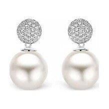 Round Zirconia Pearl Earrings