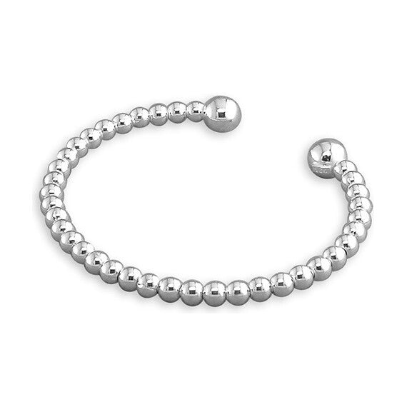 Sterling Silver Beaded Babies Solid Torc Bangle