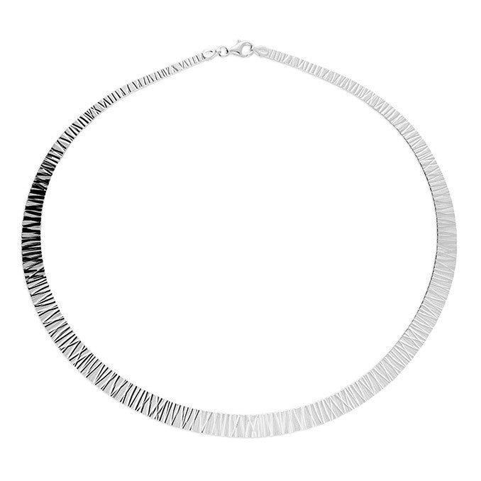 Sterling Silver Diamond-Cut Collar Necklace
