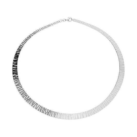 Sterling Silver Diamond-Cut Collar Necklace