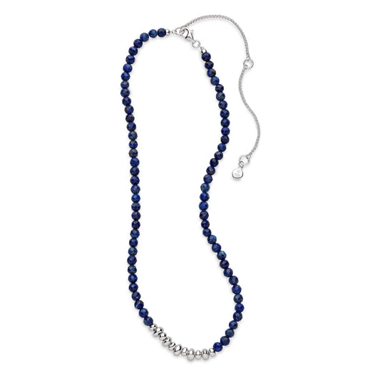 Coast Tumble Azure Lapis Lazuli Gemstone Beaded Necklace - Silver necklace, layering. Featuring necklace silver bracelets, ne