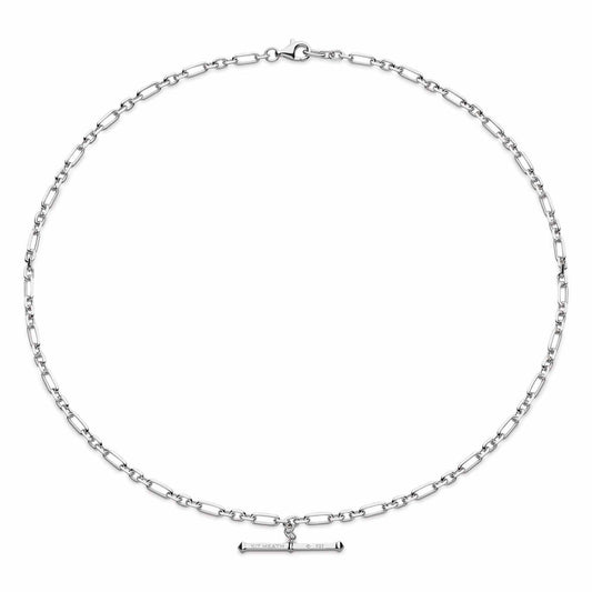 Revival Figaro Chain Link T-bar Style Necklace - silver link necklace linked necklace