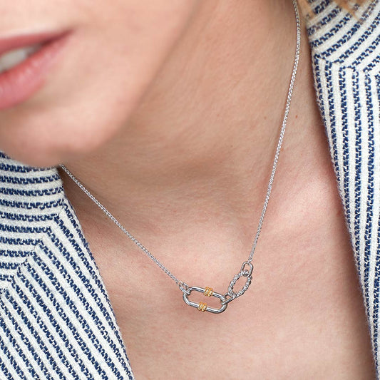 Kit Heath sterling silver Marina rope link duo necklace with clasp detail