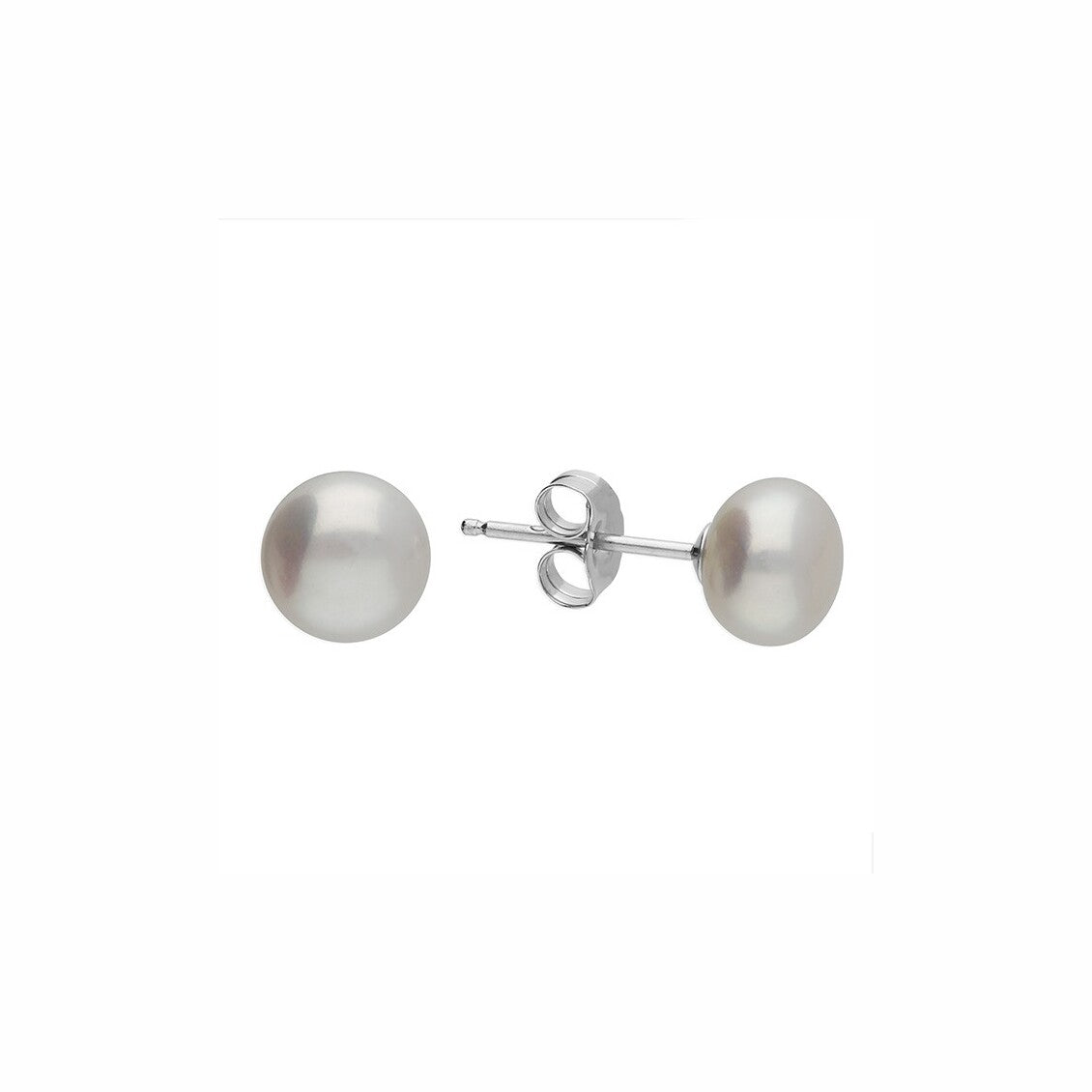 Sterling Silver Freshwater Pearl Bouton Stud Earrings