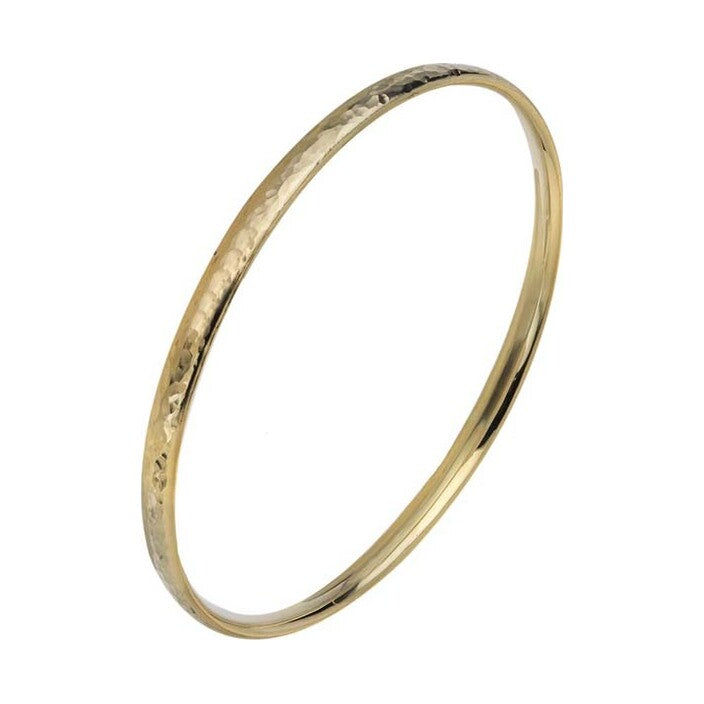 9ct Yellow Court Shaped Bangle 2 Hammered