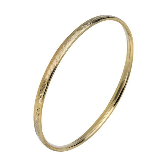 9ct Yellow Court Shaped Bangle 2 Hammered