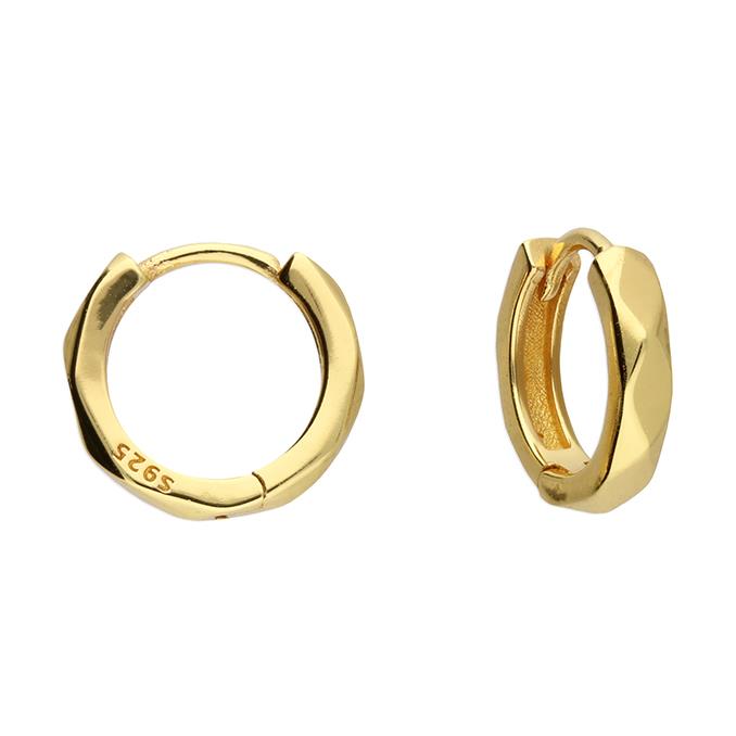 8.4mm Yellow gold plated squared huggie hoop
