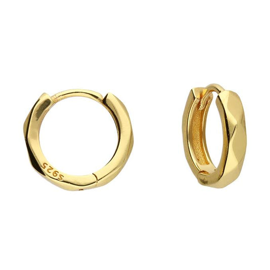 8.4mm Yellow gold plated squared huggie hoop