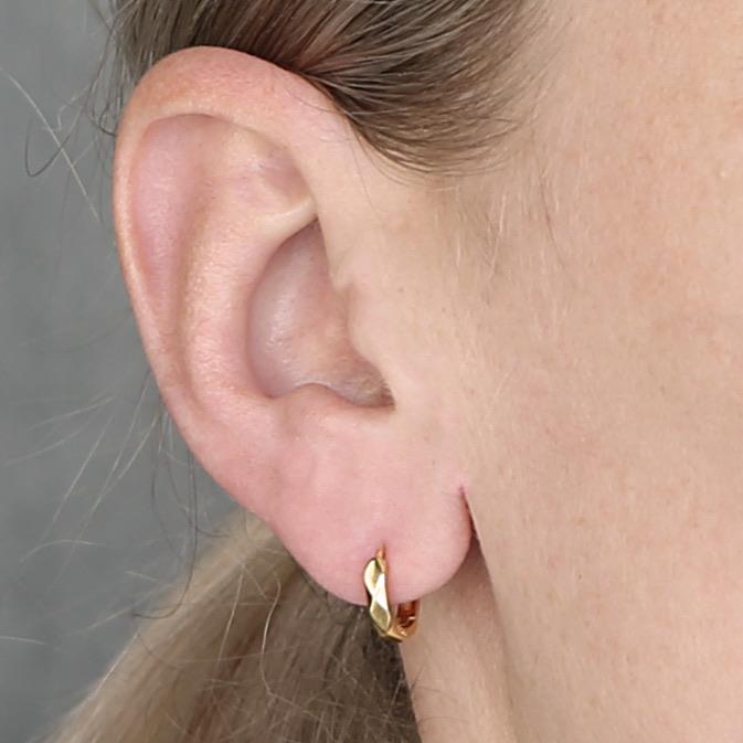 8.4mm Yellow gold plated squared huggie hoop