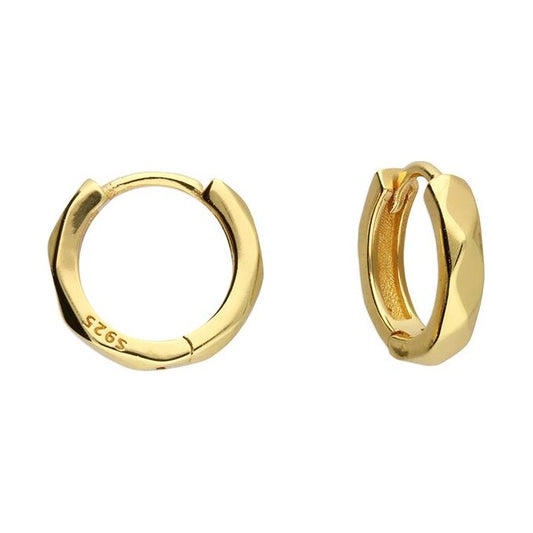 8.4mm Yellow gold plated squared huggie hoop