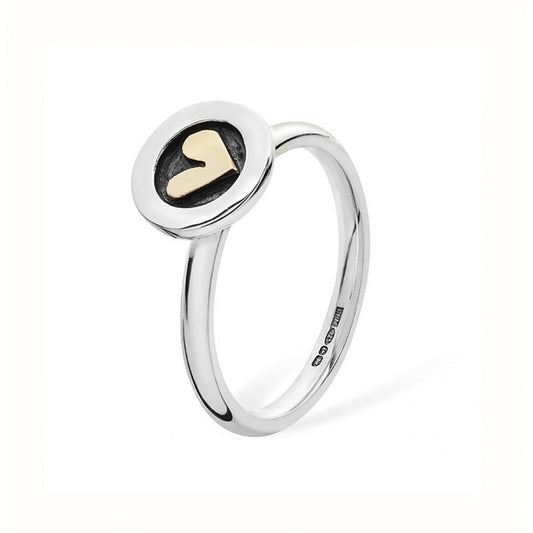 Silver ring with gold heart detail