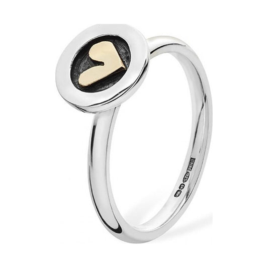 Silver ring with gold heart detail