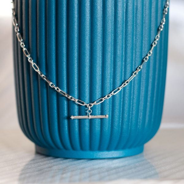Revival Figaro Chain Link T-bar Style Necklace