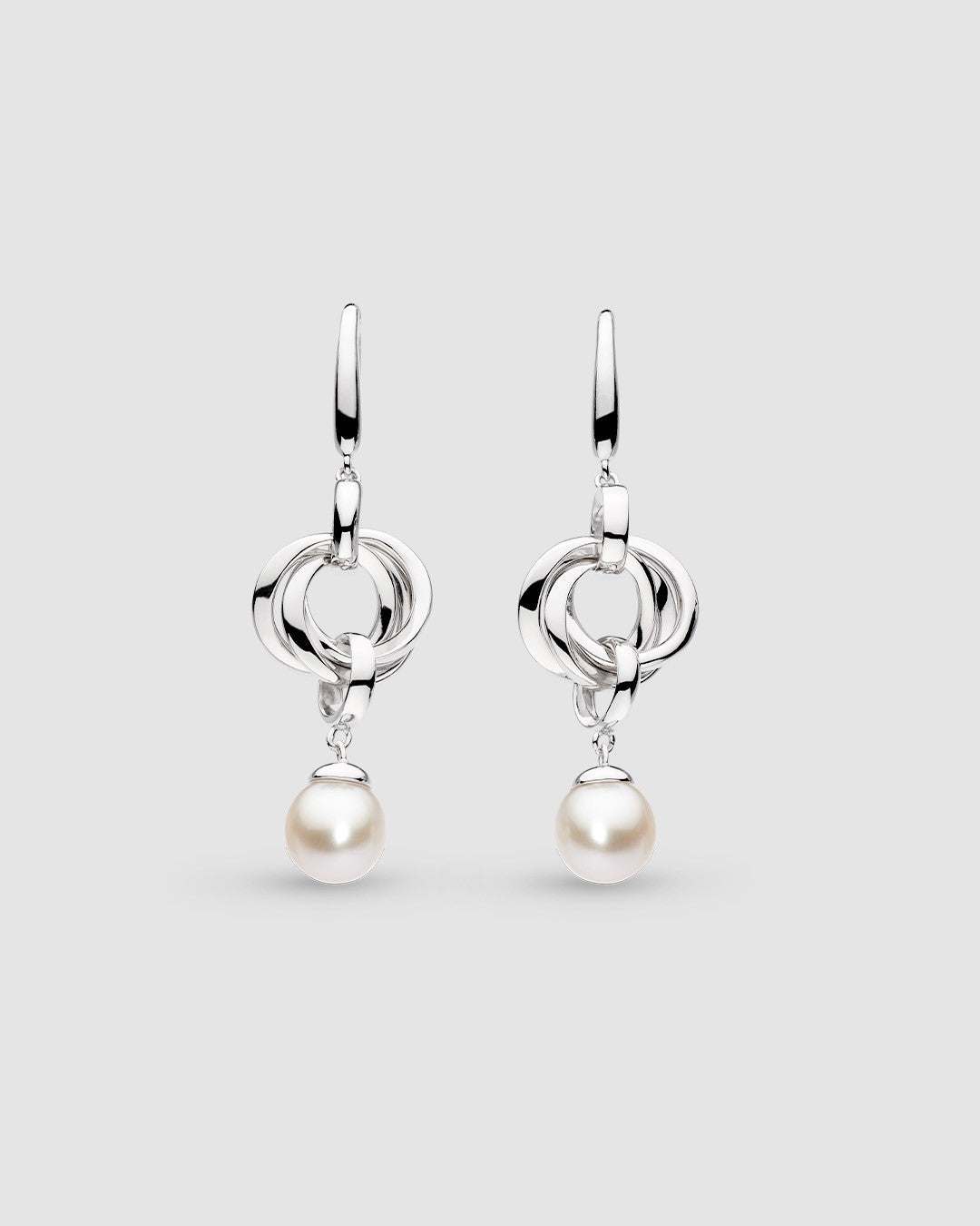 Bevel Trilogy Pearl Drop Earrings