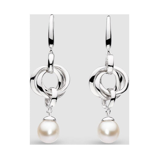 Bevel Trilogy Pearl Drop Earrings