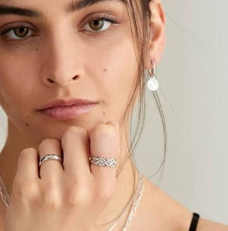 Silver Rope Wide Adjustable Ring
