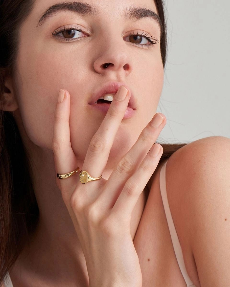 Gold Scattered Stars Adjustable Ring